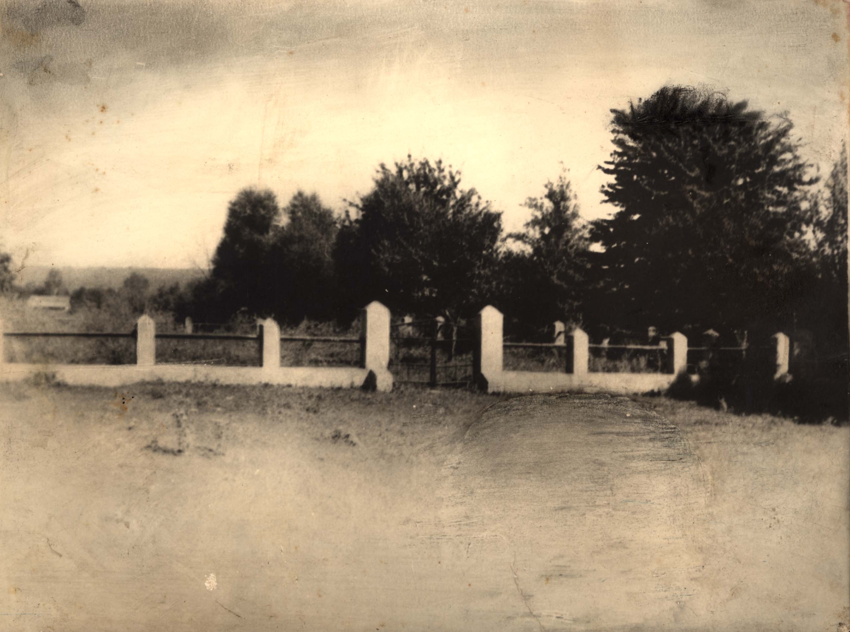 Fenced off murder site at the Jewish cemetery. Apparently in the late 1940s or early 1950s